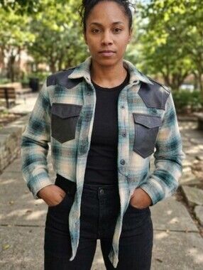 Women's Vintage Flannel And Leather Shirt